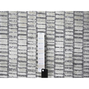 9'x12'1"Black and Ivory, Modern Textured and Roman Floor Design, Hand Loomed, Wool and Plant Based Silk, Oriental Rug FWR506472