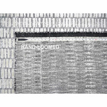 Load image into Gallery viewer, 9&#39;x12&#39;1&quot;Black and Ivory, Modern Textured and Roman Floor Design, Hand Loomed, Wool and Plant Based Silk, Oriental Rug FWR506472