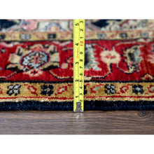 Load image into Gallery viewer, 4&#39;2&quot;x6&#39; Black With Red, Karajeh Design With All Over Pattern, Hand Knotted, Pure Wool, Oriental Rug FWR506484