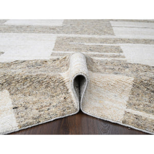 10'2"x13'9" Earth Tone Colors, Natural Wool, Tone On Tone, Natural Abrash, Soft Pile, Thick Chunky Texture, Sustainable, Hand Knotted, Oriental Rug FWR506598