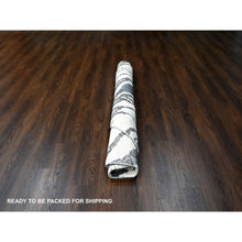 Load image into Gallery viewer, 8&#39;x8&#39; Ivory With Charcoal Black, Hand Knotted, Thick And Plush, Tone On Tone Modern Design, Undyed Natural Wool, Round, Oriental Rug FWR506610