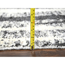 Load image into Gallery viewer, 10&#39;x13&#39;8&quot; Ivory And Black, Plush Pile, Organic Undyed Wool, Modern Vertical Broken Stripe Design, Hand Knotted, Oriental Rug FWR506670