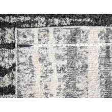 Load image into Gallery viewer, 10&#39;x13&#39;8&quot; Ivory And Black, Plush Pile, Organic Undyed Wool, Modern Vertical Broken Stripe Design, Hand Knotted, Oriental Rug FWR506670