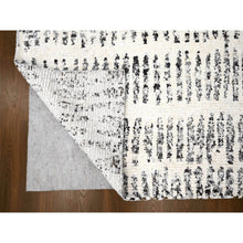 Load image into Gallery viewer, 12&#39;1&quot;x17&#39;9&quot; White Heat With Charcoal Black, Modern Design, Organic Wool, Natural Dyes, Tone On Tone, Soft Pile, Hand Knotted, Oversized Oriental Rug FWR506694