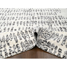 Load image into Gallery viewer, 12&#39;1&quot;x17&#39;9&quot; White Heat With Charcoal Black, Modern Design, Organic Wool, Natural Dyes, Tone On Tone, Soft Pile, Hand Knotted, Oversized Oriental Rug FWR506694