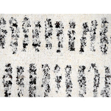 Load image into Gallery viewer, 12&#39;1&quot;x17&#39;9&quot; White Heat With Charcoal Black, Modern Design, Organic Wool, Natural Dyes, Tone On Tone, Soft Pile, Hand Knotted, Oversized Oriental Rug FWR506694