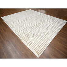 Load image into Gallery viewer, 12&#39;x14&#39;10&quot; Camel Brown, Striae Minimalist Design, Hand Knotted, Undyed Plush Wool, Oversize, Oriental Rug FWR506700