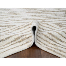 Load image into Gallery viewer, 12&#39;x14&#39;10&quot; Camel Brown, Striae Minimalist Design, Hand Knotted, Undyed Plush Wool, Oversize, Oriental Rug FWR506700