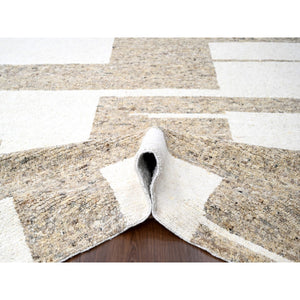 12'1"x17'10" Earth Tone Colors, Soft And Vibrant Pile, Sustainable, Hand Knotted, Undyed  Natural Abrash, Thick Chunky Texture, 100% Wool, Oversize, Tone On Tone, Oriental Rug FWR506718