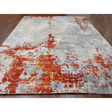 Load image into Gallery viewer, 13&#39;9&quot;x17&#39;9&quot; Gray and Rust, Wool And Silk, Abstract With Fire Mosaic Design, Hand Knotted, Persian Knot, Oversized Oriental Rug FWR506730