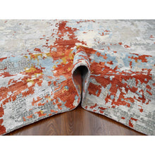 Load image into Gallery viewer, 13&#39;9&quot;x17&#39;9&quot; Gray And Rust, Wool And Silk, Abstract With Fire Mosaic Design, Hand Knotted, Persian Knot, Oversized Oriental Rug FWR506730