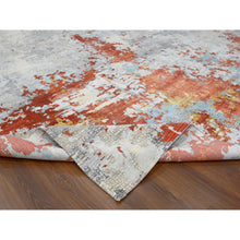 Load image into Gallery viewer, 13&#39;9&quot;x17&#39;9&quot; Gray and Rust, Wool And Silk, Abstract With Fire Mosaic Design, Hand Knotted, Persian Knot, Oversized Oriental Rug FWR506730