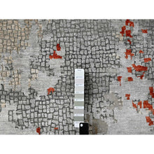 Load image into Gallery viewer, 13&#39;9&quot;x17&#39;9&quot; Gray and Rust, Wool And Silk, Abstract With Fire Mosaic Design, Hand Knotted, Persian Knot, Oversized Oriental Rug FWR506730