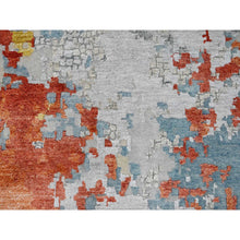 Load image into Gallery viewer, 13&#39;9&quot;x17&#39;9&quot; Gray And Rust, Wool And Silk, Abstract With Fire Mosaic Design, Hand Knotted, Persian Knot, Oversized Oriental Rug FWR506730