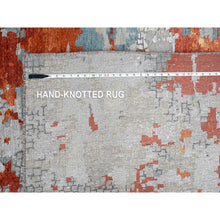Load image into Gallery viewer, 13&#39;9&quot;x17&#39;9&quot; Gray and Rust, Wool And Silk, Abstract With Fire Mosaic Design, Hand Knotted, Persian Knot, Oversized Oriental Rug FWR506730