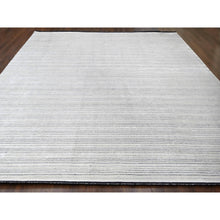 Load image into Gallery viewer, 14&#39;x16&#39; Anti-flash White And Black, Wool And Plant Based Silk, Modern Textured And Variegated Line Design, Hand Loomed, Oversized Oriental Rug FWR506736