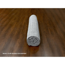 Load image into Gallery viewer, 14&#39;x16&#39; Anti-flash White And Black, Wool And Plant Based Silk, Modern Textured And Variegated Line Design, Hand Loomed, Oversized Oriental Rug FWR506736