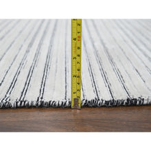 Load image into Gallery viewer, 14&#39;x16&#39; Anti-flash White And Black, Wool And Plant Based Silk, Modern Textured And Variegated Line Design, Hand Loomed, Oversized Oriental Rug FWR506736