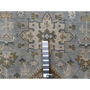 12'2"x18' Lavender Gray With Lexicon White, Karajeh Design With Geometric Medallion, Extra Soft Wool, Hand Knotted, Natural Dyes, Oversized Oriental Rug FWR506754
