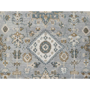 12'2"x18' Lavender Gray With Lexicon White, Karajeh Design With Geometric Medallion, Extra Soft Wool, Hand Knotted, Natural Dyes, Oversized Oriental Rug FWR506754
