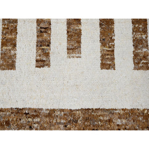 12'1"x17'9" Leather Brown And Ivory, Pure Wool, Soft And Vibrant Pile, Think Chunky Texture,  Hand Knotted, Oversized Oriental Rug FWR506772