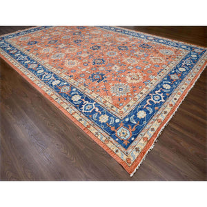 12'x17'10" Knockout Orange, Supple Collection, All over Mahal Design, Pure Wool, Hand Knotted, Natural Dyes, Oversized Oriental Rug FWR506802