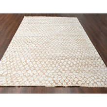 Load image into Gallery viewer, 9&#39;x12&#39; Almond Brown, Tone On Tone, Calm Ambience, Dot Design, Cropped Thin, Hand Knotted, Natural Wool,  Oriental Rug FWR506910