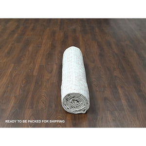 9'x12' Almond Brown, Tone On Tone, Calm Ambience, Dot Design, Cropped Thin, Hand Knotted, Natural Wool,  Oriental Rug FWR506910