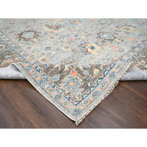 12'x17'9" Harbor Gray, Hand Knotted, Transitional Natural Dyes, Soft Pile Oushak Inspired Supple Collection, Natural Wool, Oversized Oriental Rug FWR506946