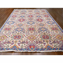 Load image into Gallery viewer, 11&#39;9&quot;x14&#39;10&quot; Buttery Brown and Sapphire Blue, Karajeh Heriz Geometric Design, Thick and Plush, 100% Wool, Supple Collection, Hand Knotted, Oversized Oriental Rug FWR506958