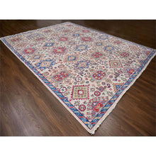 Load image into Gallery viewer, 11&#39;9&quot;x14&#39;10&quot; Buttery Brown and Sapphire Blue, Karajeh Heriz Geometric Design, Thick and Plush, 100% Wool, Supple Collection, Hand Knotted, Oversized Oriental Rug FWR506958
