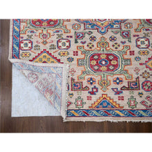 Load image into Gallery viewer, 11&#39;9&quot;x14&#39;10&quot; Buttery Brown and Sapphire Blue, Karajeh Heriz Geometric Design, Thick and Plush, 100% Wool, Supple Collection, Hand Knotted, Oversized Oriental Rug FWR506958