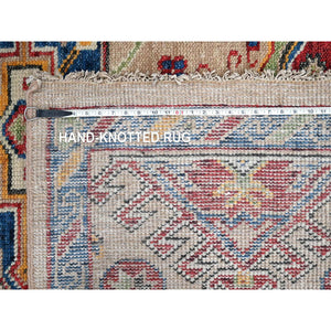 11'9"x14'10" Buttery Brown and Sapphire Blue, Karajeh Heriz Geometric Design, Thick and Plush, 100% Wool, Supple Collection, Hand Knotted, Oversized Oriental Rug FWR506958