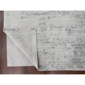 9'x12' Shadow White, Soft Pile, Hand Knotted, Undyed Natural Wool, Cut And Loop Technique, Nepali Oriental Rug FWR506994