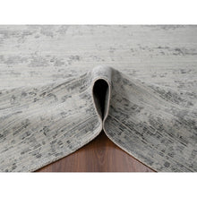 Load image into Gallery viewer, 9&#39;x12&#39; Shadow White, Soft Pile, Hand Knotted, Undyed Natural Wool, Cut And Loop Technique, Nepali Oriental Rug FWR506994