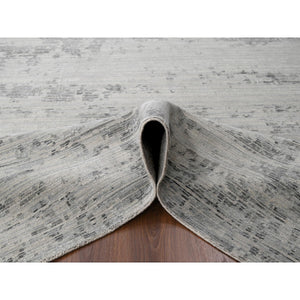 9'x12' Shadow White, Soft Pile, Hand Knotted, Undyed Natural Wool, Cut And Loop Technique, Nepali Oriental Rug FWR506994