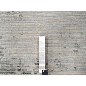 9'x12' Shadow White, Soft Pile, Hand Knotted, Undyed Natural Wool, Cut And Loop Technique, Nepali Oriental Rug FWR506994