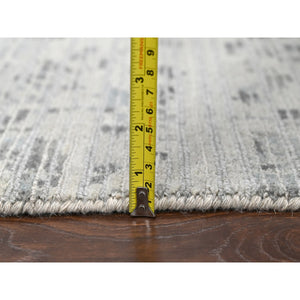 9'x12' Shadow White, Soft Pile, Hand Knotted, Undyed Natural Wool, Cut And Loop Technique, Nepali Oriental Rug FWR506994