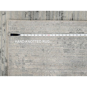 9'x12' Shadow White, Soft Pile, Hand Knotted, Undyed Natural Wool, Cut And Loop Technique, Nepali Oriental Rug FWR506994