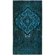 Load image into Gallery viewer, 2&#39;3&quot;x4&#39;5&quot; Teal Overdyed, Vintage Persian Bakhtiar, Worn and Distressed, 100% Wool, Hand Knotted, Shaved Down, Zero Pile, Sides and Ends Professionally Secured, Fragment, Oriental Rug Sh844 FWR5064