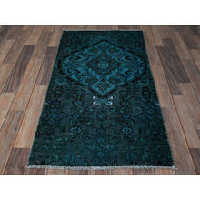Load image into Gallery viewer, 2&#39;3&quot;x4&#39;5&quot; Teal Overdyed, Vintage Persian Bakhtiar, Worn And Distressed, 100% Wool, Hand Knotted, Shaved Down, Zero Pile, Sides And Ends Professionally Secured, Fragment, Oriental Rug FWR5064