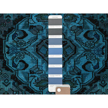 Load image into Gallery viewer, 2&#39;3&quot;x4&#39;5&quot; Teal Overdyed, Vintage Persian Bakhtiar, Worn and Distressed, 100% Wool, Hand Knotted, Shaved Down, Zero Pile, Sides and Ends Professionally Secured, Fragment, Oriental Rug Sh844 FWR5064