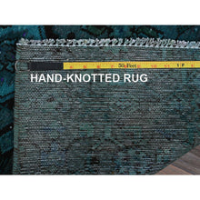 Load image into Gallery viewer, 2&#39;3&quot;x4&#39;5&quot; Teal Overdyed, Vintage Persian Bakhtiar, Worn and Distressed, 100% Wool, Hand Knotted, Shaved Down, Zero Pile, Sides and Ends Professionally Secured, Fragment, Oriental Rug Sh844 FWR5064