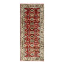 Load image into Gallery viewer, 4&#39;1&quot;x9&#39;10&quot; Red Devil, Hand Knotted, Organic Wool, Natural Dyes, Karajeh Design, Soft to the Touch Pile, Wide Runner Oriental Rug FWR507000