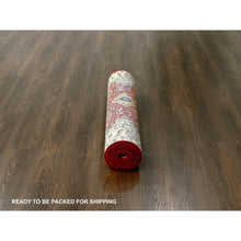 Load image into Gallery viewer, 4&#39;1&quot;x9&#39;10&quot; Red Devil, Hand Knotted, Organic Wool, Natural Dyes, Karajeh Design, Soft to the Touch Pile, Wide Runner Oriental Rug FWR507000