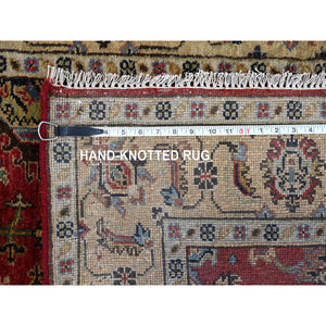 4'1"x9'10" Red Devil, Hand Knotted, Organic Wool, Natural Dyes, Karajeh Design, Soft to the Touch Pile, Wide Runner Oriental Rug FWR507000