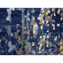 Load image into Gallery viewer, 4&#39;x6&#39; Millennium Blue, Modern Mosaic Design With Mix Of Gold, Denser Weave, Wool And Silk, Persian Knot, Hand Knotted, Oriental Rug FWR507090