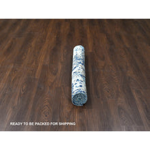 Load image into Gallery viewer, 4&#39;x6&#39; Millennium Blue, Modern Mosaic Design With Mix Of Gold, Denser Weave, Wool And Silk, Persian Knot, Hand Knotted, Oriental Rug FWR507090