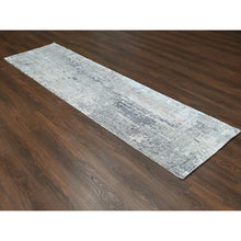 Load image into Gallery viewer, 2&#39;7&quot;x9&#39;10&quot; Rustic Gray, Persian Knot, Abstract with Mosaic Design, Wool and Silk, Hand Knotted, Dense Weave, Runner Oriental Rug FWR507096