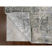 Load image into Gallery viewer, 2&#39;7&quot;x9&#39;10&quot; Rustic Gray, Persian Knot, Abstract with Mosaic Design, Wool and Silk, Hand Knotted, Dense Weave, Runner Oriental Rug FWR507096